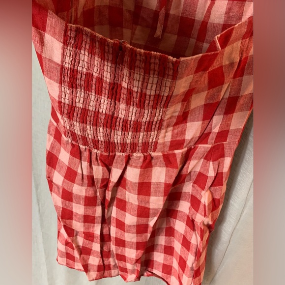 reformation • linda linen dress in concha check gingham plaid 12 - Picture 6 of 9